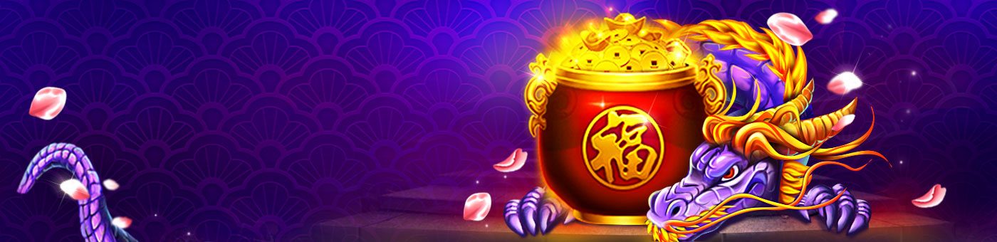 Olla de monedas de oro con dragón, arte de promociones de Gana777